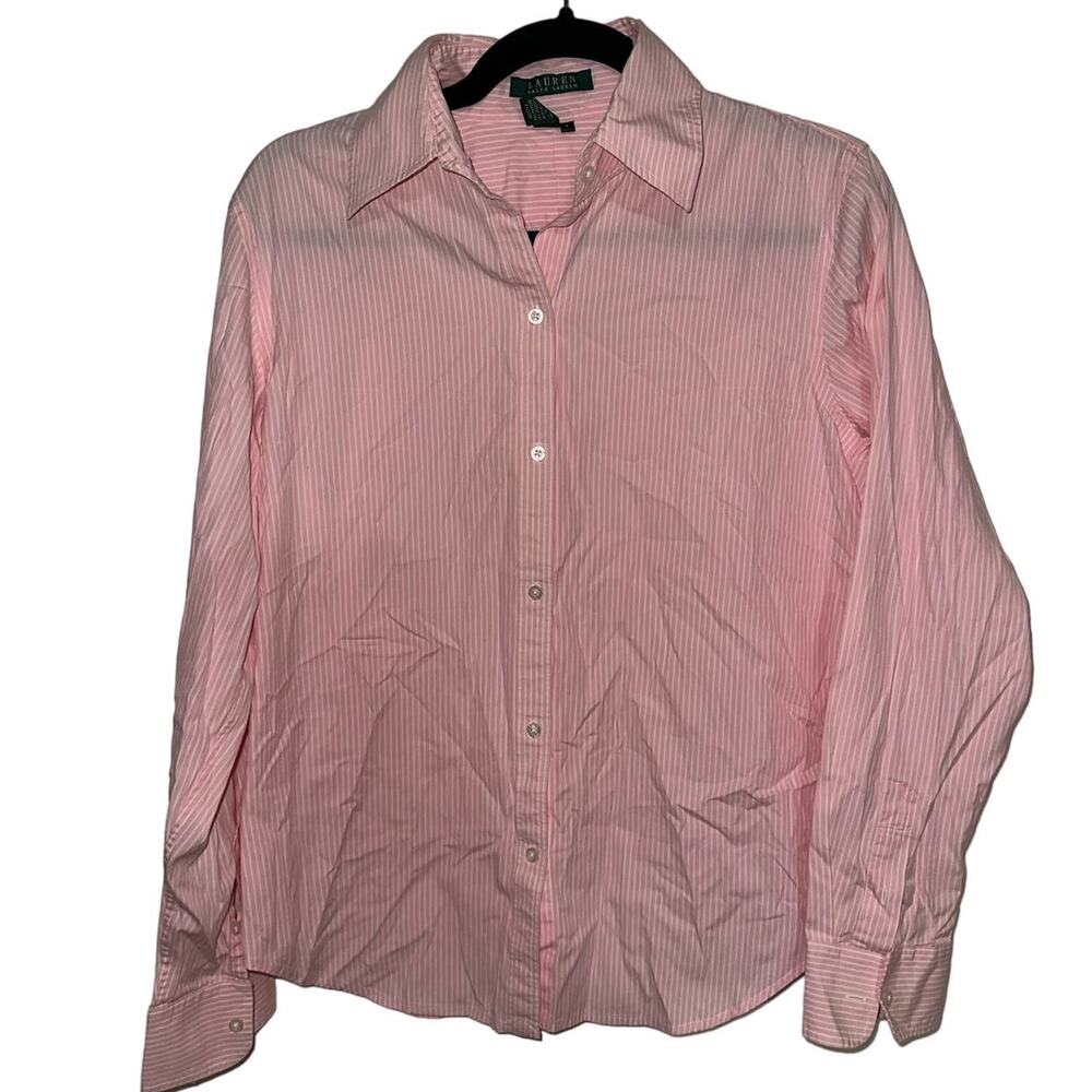 Pink and White Stripes Button Up Lauren Ralph Lauren Size L
